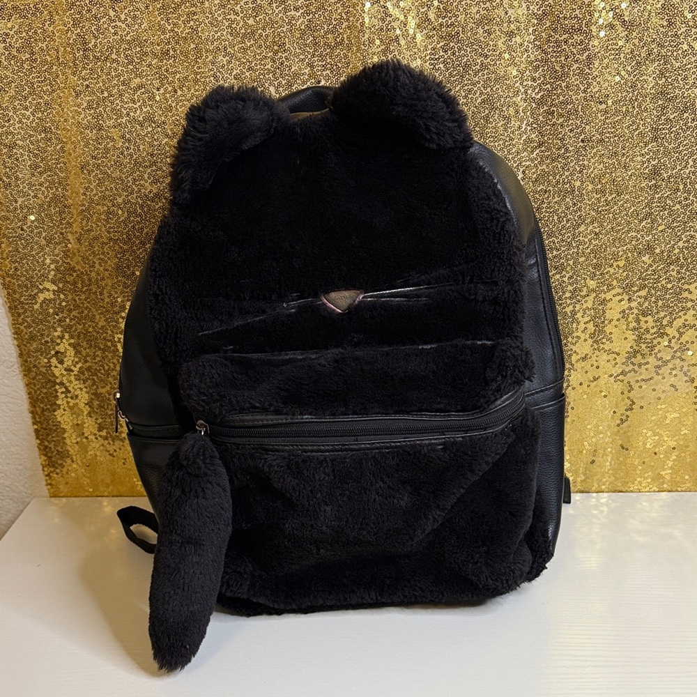Claire's Black Faux Fur Backpack